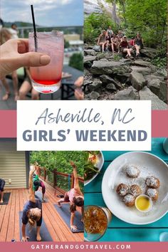 Ready for a girls' weekend in Asheville, NC? This 4-day itinerary highlights the best of Asheville, from delicious restaurants and food spots to outdoor adventures like hiking in DuPont State Recreational Forest. Stay in the beautiful NC mountains and enjoy all Asheville has to offer! Find more United States travel tips and North Carolina vacations at Gatherandgotravel.com. Ashville North Carolina, Bachelorette Party Planner, Thirty Flirty And Thriving, Grove Park Inn, Bachelorette Party Weekend, Ac Hotel