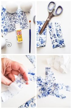 the process for making blue and white napkins