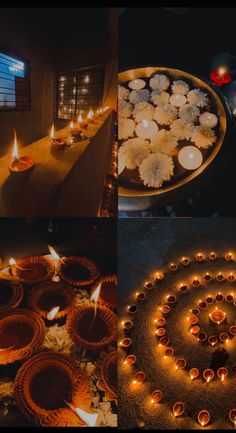 candles are arranged in the shape of a circle