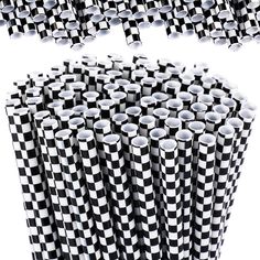 many black and white checkered paper rolls