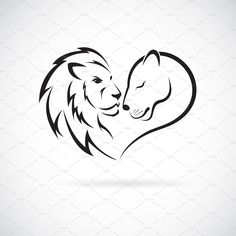 two dogs are in the shape of a heart on a white background, logo design