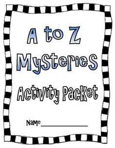 a to z mystery's activity packet with the words, name and number on it