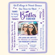 a photo frame with the words besties forever and two women in sunglasses on it