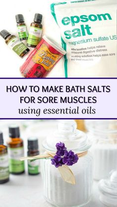 Sore Muscles Bath Soak, Essential Oils Sore Muscles, Diy Bath Salts With Essential Oils, Epson Salt Bath, Muscle Relief Bath, Bath Soak Recipe, Relaxing Essential Oils, Epsom Salt Bath