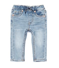 From Levi's®&#x2C; these jeans offer:Dobby stretch denimPull-on styling Elastic waistband with drawcordFaux flyTwo front pockets (one with coin pocket)Two back pocketsMetal hardwareCotton/polyester/viscose/elastaneMachine wash/tumble dryImported. Baby Boy Ripped Jeans, Newborn Jeans Boy, Toddler Girl Pack Jeans, Infant Boy Jeans, Levi's Five-pocket Denim Blue Pants, Heritage Brands, Bottom Clothes, Stretch Denim, Baby Boy Outfits