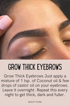 Thick Eyebrows How To Get, How To Grow Your Brows Thicker, Growing Eyebrows Thicker, Thick Eyebrows Tips, How To Get Fuller Eyelashes, Thick Dark Eyebrows Natural, How To Make Your Eyebrows Grow Thicker, Thicker Brows Naturally, How To Get Thick Eyebrows Naturally