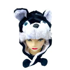 A Fun and Soft Husky Hat to Keep Your Head Warm!;100% Polyester.;Ear Flaps With Poms Extend 9 Inches to Hold In Place.;One Size (Fits Most Adults and Kids).;Ear Flaps With Poms to Hold In Place. Color: White. Black Husky, Hat With Ear Flaps, Plush Hat, Animal Hats, Ear Hats, Animal Kingdom, Stuffed Animal, Cloth Bags, Husky