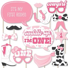 it's my first rodeo photo booth props - pink and black cowgirl theme