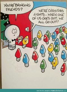 an image of a cartoon with many lights in the snow and one has a speech bubble