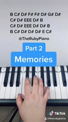 someone is playing the piano with their hand and finger on it, which reads part 1 memories