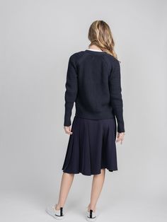 The Stitched Down Pleated Skirt is a great basic skirt that could be dressed up or down depending on the occasion. This versatile skirt is the perfect addition to your wardrobe! Fit: Skirt is 25" and runs slightly large. We recommend taking one size down. Navy Skort For Workwear, Pleated Hem Skort For Workwear In Fall, Fall Workwear Skort With Pleated Hem, Fall Workwear Knee-length Skort, Navy Fitted Skort For Workwear, Fitted Navy Skort For Work, Navy Pleated Mini Skirt, Classic Navy Lined Skirt, Preppy Lined Mini Skirt For Workwear