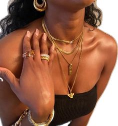 Black Femininity, Dope Jewelry, Stacked Jewelry, Brown Girl, Mode Inspo