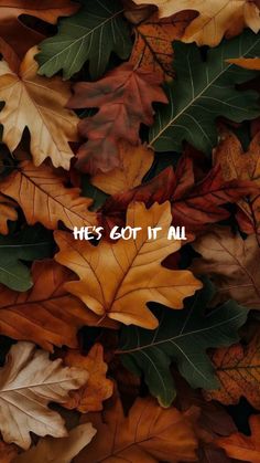 the words he's got it all surrounded by autumn leaves