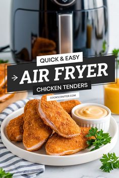 air fryer chicken tenders on a white plate