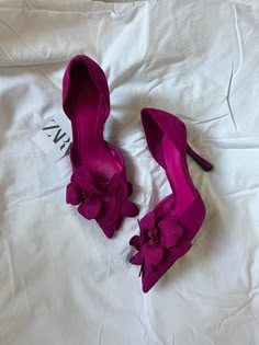 Heel Shoes, High Heel Shoes, High Heel, Zara, Purple, Flowers