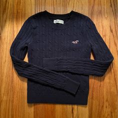 Nwot. Navy Slim Fit Cable Knit Crewneck Sweater With The Red Bird Logo On The Left Chest. Full Length. Size Xs Hollister Slim Babydoll Sweater, Fitted Crew Neck Sweater Y2k Style, Fitted Crew Neck Y2k Sweater, Y2k Fitted Crew Neck Sweater, Fitted Y2k Crew Neck Sweater, Y2k Style Fitted Sweater, Y2k Crew Neck Knit Sweater, Fitted Casual Cable Knit Sweater, Navy Cable Knit Crew Neck Top