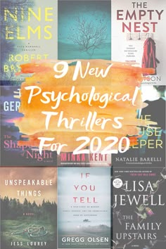 a collage of books with the title 9 new psychological thrillers for 2020