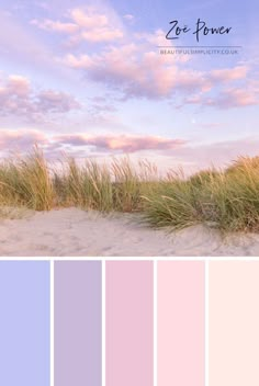 the color palette is pink, blue and purple with some white clouds in the background