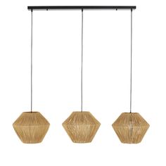 three pendant lights hanging from the ceiling