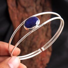 Sapphire Bangle, Gemstone Bangle Bracelets, Boho Bangle, The Bangles, Gemstone Bangle, Stone Bangle, Handmade Bangles, Cuff Bangle Bracelet, Sterling Silver Jewelry Handmade