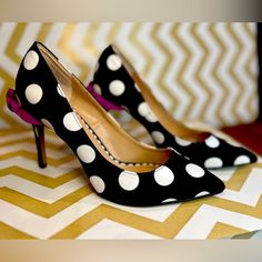 So Cute!! They Have A Skirt!!! These Nwot Betsey Johnson “Harbur” Pumps Have Only Been Worn Inside To Try Them On. They Are Black With White Polka Dots, Pointed Toe Pumps With A Purple Skirt Detail Around The Heel!! Size 6.5, Heel Is Fabric Covered And 3” High. Faint Glue Detail On Midshoe Where It Meets The Sole (See Photos For Detail) Pretty High Heels, Betsey Johnson Shoes, Purple Skirt, Betsy Johnson, Fabric Covered, White Polka Dot, Betsey Johnson, Shoes Women Heels, Glue