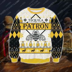 [Special Edition] Patrón Tequila All Over Print Ugly Christmas Sweater – Maria available in T-shirt, hoodie, tank top, longsleeve, multi color and size S M L XL XXL 3XL 4XL 5XL. Shipping from the US. Easy 30 day return policy - Shop now! 6.1-ounce, 100% cotton .Double-needle neck, sleeves and hem; Roomy Unisex Fit. Ash is 99% cotton, 1% poly; Sport Grey is 90% cotton, 10% poly; Dark Heather is 50% cotton, 50% polyester .Decoration type: Digital Print. Made by Gildan Unisex Christmas Gifts, Patron Tequila, Christmas Sweater Men, Sweater Gift, Yellow Sweater, Christmas Gifts For Women, Print Sweatshirt, Bold Prints, Christmas Women