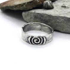 Life Spiral Universal Icon Ring Band Sterling Silver Negative Space Ring, Unique Spiral Rings For Anniversary, Handmade Spiral Rings For Anniversary, Handmade Spiral Anniversary Rings, Hand Forged Spiral Ring As Gift, Hand Forged Spiral Ring For Gift, Hand Forged Spiral Rings For Gifts, Hand Forged Spiral Ring, Cool Rings Unique