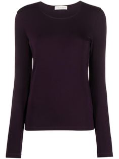 dark purple stretch-design round neck long sleeves straight hem Deep Purple Outfit, Dark Purple Clothes, Dark Purple Shirt, Descendants Dr, Clothing Guide, Purple Outfits, Latest T Shirt, Purple Shirt, Jersey Shirt