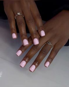 Light Pink Short Nails, Light Pink Square Nails, Pink Square Nails, Light Pink Square, Shorties Nails, Overlay Nails, Hard Nails, French Tip Acrylic Nails, Pink Square