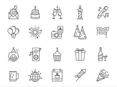 birthday icons are shown in black and white