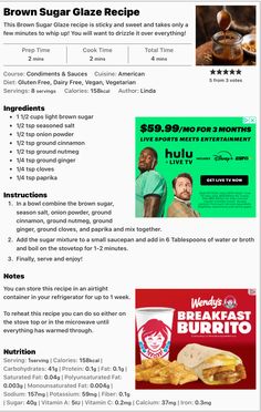 the menu for breakfast burritos is shown with information about their ingredients and prices