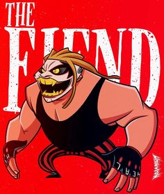 an image of a cartoon character with the word, the fiendd on it