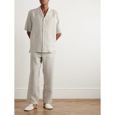 ZEGNA’s striped pyjama set is perfect for summer nights, it's cut from airy linen which keeps you cool in hot and humid weather. Logo embroidery and mother-of-pearl fastenings give it a refined finish. Linen Pijama, Linen Pajamas Men, Weather Logo, Mens Bamboo Pajamas, Relaxed Fit Linen Sleepwear, Striped Pyjama, Mens Pyjama Bottoms, Humid Weather, Linen Pajamas