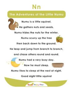 the adventures of the little num poem with an image of a squirrel and other animals