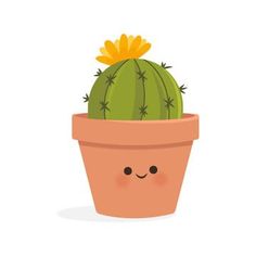 a cactus in a pot with a smiley face