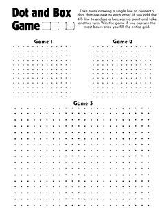 the dot and box game is shown in black and white