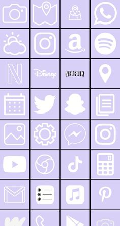 the icons are all white and have different shapes