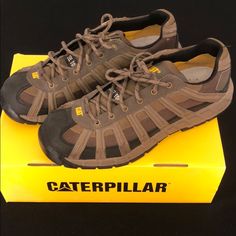 New In Box Caterpillar Cat Steel Toe Work Boots Brown Tan And Black In Color Men’s Size 12 Wide/Large Safety Shoe Make An Offer Caterpillar Shoes, Brown Work Boots, Black Work Shoes, Caterpillar Boots, Composite Toe Work Boots, Leather Work Boots, Steel Toe Shoes, Steel Toe Boots, Steel Toe Work Boots