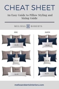 an easy guide to pillow styles and sizes