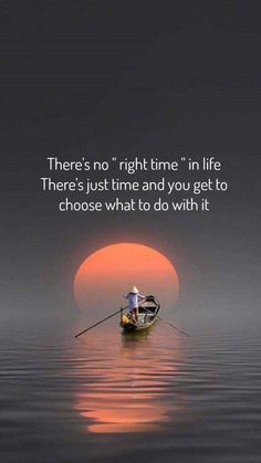 a person in a row boat on the water at sunset with a quote about life