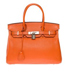 Hermes Bright Birkin 30 Handbag In Orange H Togo Leather, Shw on Chairish.com Luxury Handheld Satchel With Silver-tone Hardware, Orange Leather Shoulder Bag With Palladium Hardware, Shopping Satchel With Palladium Hardware And Top Handle, Cognac Satchel With Palladium Hardware, Luxury Cognac Satchel With Palladium Hardware, Cognac Bag With Silver-tone Hardware And Top Handle, Cognac Top Handle Bag With Silver-tone Hardware, Modern Cognac Satchel With Palladium Hardware, Luxury Cognac Shoulder Bag With Silver-tone Hardware