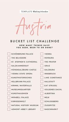 the australia bucket list is shown in pink