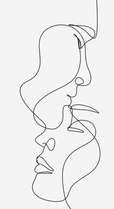 a line drawing of two people's faces