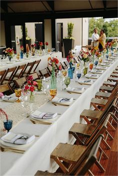 a long table is set up for an event