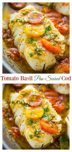 the best dish single god in white wine tomato basil sauce with scallops on top