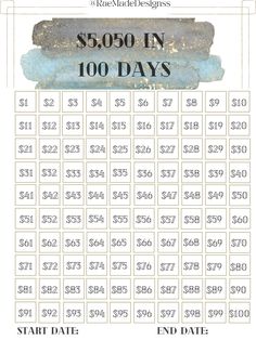 the $ 350 in 100 days sign is shown with numbers and dates for each event