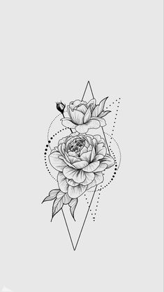 a black and white rose tattoo design on the back of a woman's shoulder