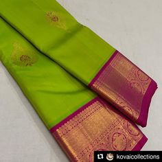 Silk Saree Jewellery Ideas, Saree Jewellery Ideas, Light Green Silk Saree, Green And Pink Saree, Silk Saree Jewellery, Kanchipattu Sarees, Green Sarees, Kanchi Saree