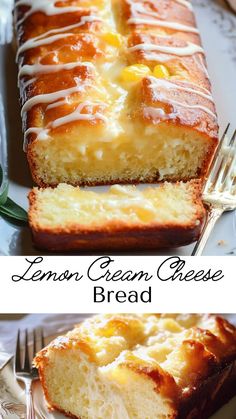 Treat yourself to a slice of sunshine with this lemon cream cheese bread. Each bite boasts the tangy brightness of lemon and the smooth decadence of cream cheese. Topped with a citrusy glaze, it’s a fresh and delightful dessert or snack that’s perfect for spring and summer occasions. Whether you’re entertaining guests or indulging solo, this bread is sure to brighten your day. Best Lemon Bread Recipe, Bread Recipes Sweet Desserts, Bread Machine Desserts, Best Lemon Recipes, Easy Cheese Bread Recipes, Lemon Cream Cheese Dessert, Bread Recipes Dessert, Lemon Recipes Dessert