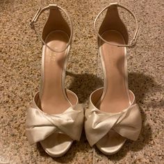 These Shoes Are In Great Condition (Come With Box) Just Used Once For My Wedding. There Are Some Blemishes Which Can Easily Be Fixed By Taking Them To The Shoe Cleaner. They Are Actually Out Of Stock Online And Have Been For A Few Months. Bridal Bow, Kate Spade Bridal, Shoe Cleaner, Kate Spade Shoes, Clean Shoes, Ivory Color, My Wedding, Bridal Shoes, Women's Shoes Sandals